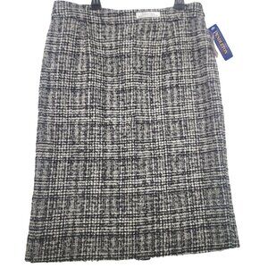 VTG Deadstock Pendleton Plaid Pencil Skirt Sz 10 Black White Virgin Wool USA